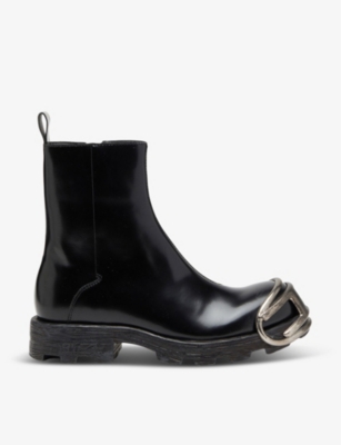 DIESEL: D-Hammer D-logo leather Chelsea boots