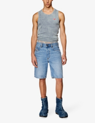 Shop Diesel Men's 1 Faded-wash Straight-leg Denim Shorts