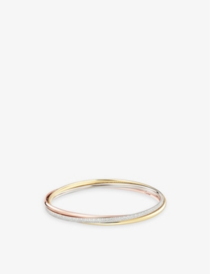 CARTIER: Trinity classic 18ct white, yellow, rose-gold and 1.56ct diamond bracelet