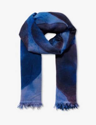 DIANORA SALVIATI: Graphic-pattern large cashmere and silk-blend scarf