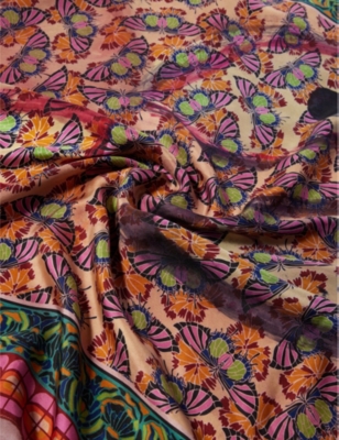 Dianora Salviati Womens Pink Tones Graphic-pattern Large Cashmere And Silk-blend Scarf In Pink Tones