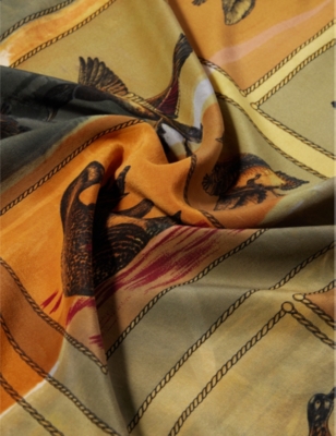 DIANORA SALVIATI: Graphic-pattern large cashmere and silk-blend scarf