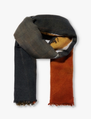Dianora Salviati Womens Sunset Tones Graphic-pattern Large Cashmere And Silk-blend Scarf In Sunset Tones