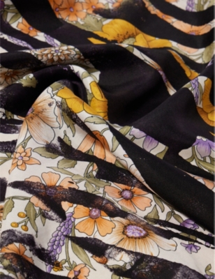 Shop Dianora Salviati Women's Multi Tones Patterned Square Silk Scarf