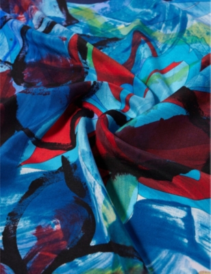 Dianora Salviati Womens Multi Tones Patterned Square Silk Scarf In Multi Tones