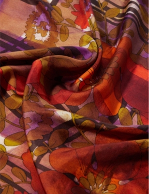 Shop Dianora Salviati Womens  Patterned Square Silk Scarf In Multi Tones