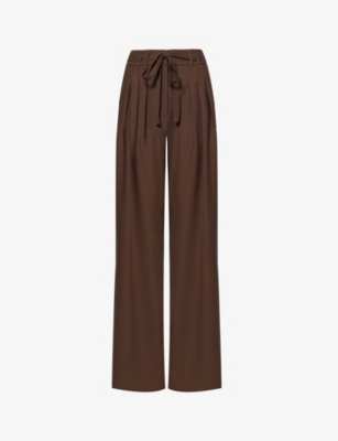 ME AND EM: Pleated wide-leg high-rise recycled polyester-blend trousers