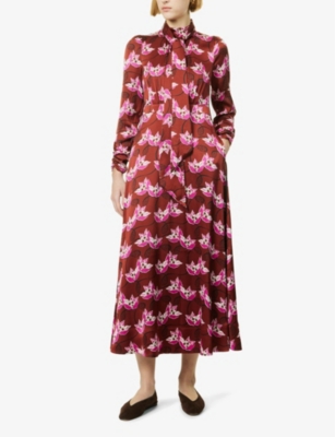 Shop Me And Em Womens Pecan/pink/light Cre Graphic-print Stretch-recycled Polyester Maxi Dress