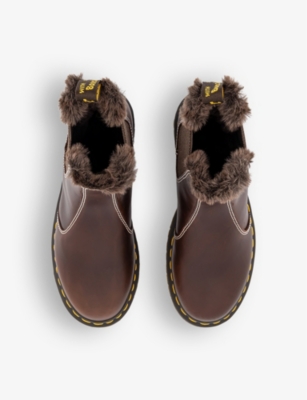 Shop Dr. Martens' 2976 Leonore Faux Fur-lined Leather Chelsea Boots In Brown