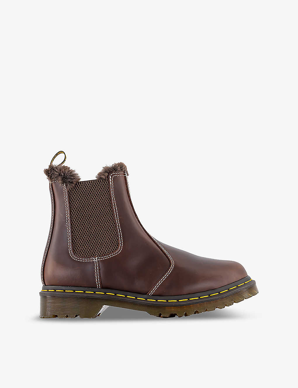 Dr. Martens' Dr. Martens Womens Dark Brown 2976 Leonore Faux Fur-lined Leather Chelsea Boots