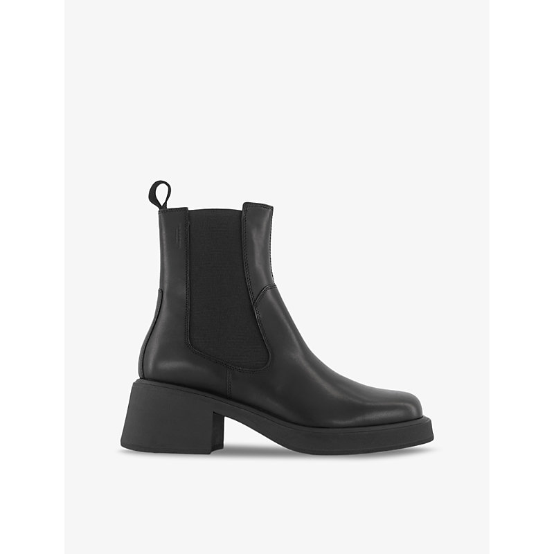 Vagabond Dorah Square-toe Leather Chelsea Boots In Black