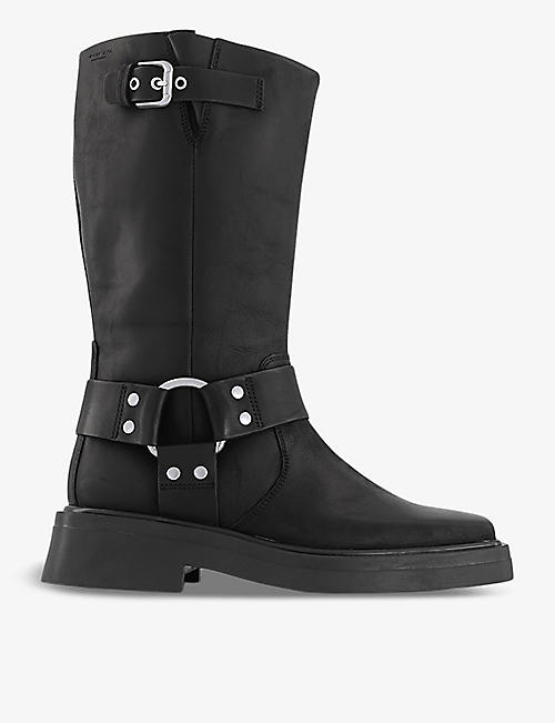 VAGABOND: Eyra buckle-embellished leather knee-high boots