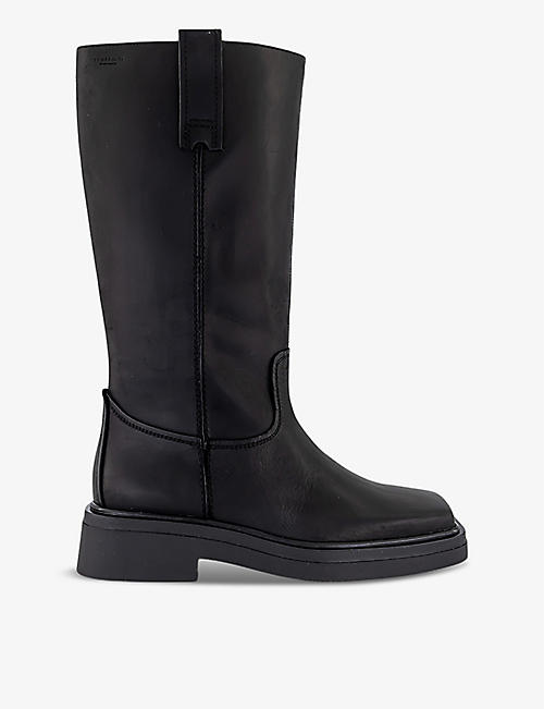 VAGABOND: Eyra square-toe leather knee-high boots