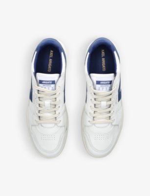 Shop Axel Arigato Men's White/navy Dice-a Leather And Recycled-polyester Low-top Trainers