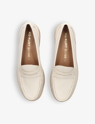 Kg Kurt Geiger Womens Bone Melody Cut-out Strap Leather Loafers In Bone