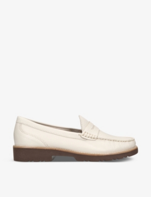 Kg Kurt Geiger Womens Bone Melody Cut-out Strap Leather Loafers In Bone