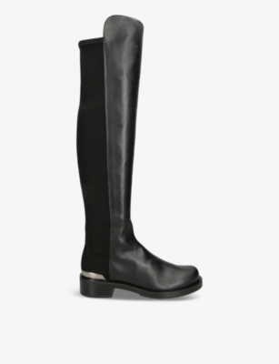 STUART WEITZMAN: 5050 Bold Logo-hardware leather boots