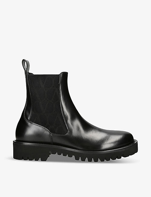 VALENTINO GARAVANI: Beatle logo-print leather Chelsea boots