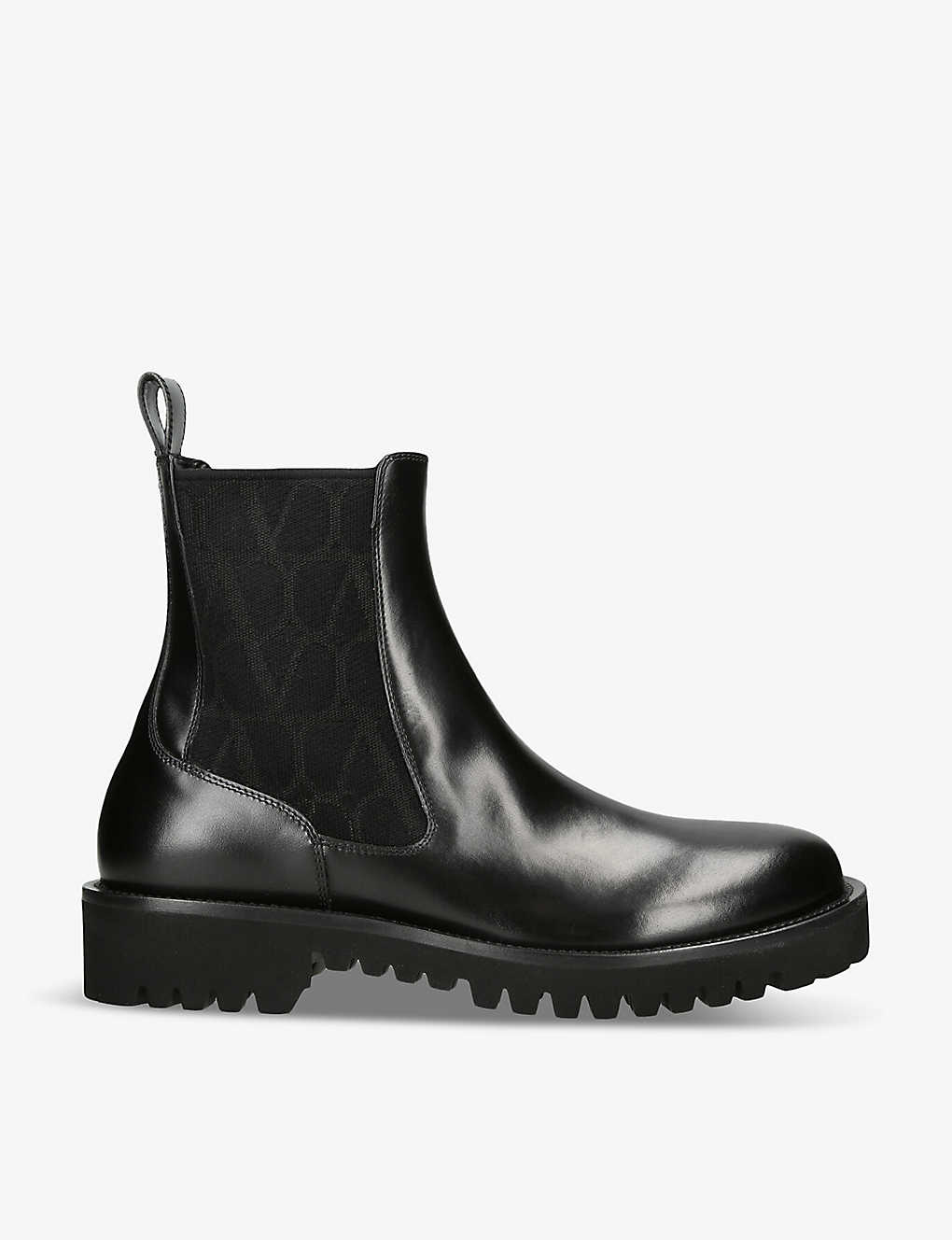 Valentino Garavani Mens Black Beatle Logo-print Leather Chelsea Boots