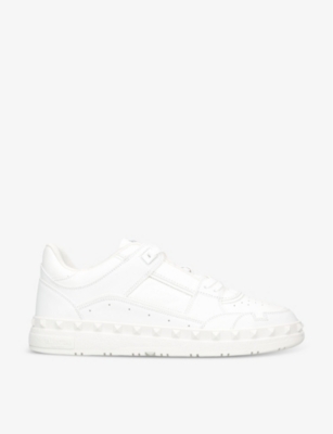 Valentino Leather Freedots Sneakers Studded Detailing In White