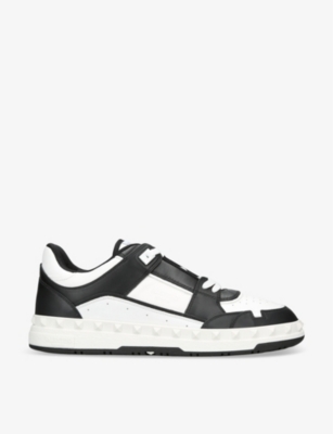 VALENTINO GARAVANI: Freedots panelled leather low-top trainers