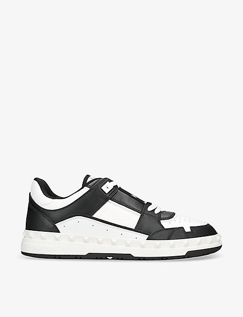 VALENTINO GARAVANI: Freedots panelled leather low-top trainers