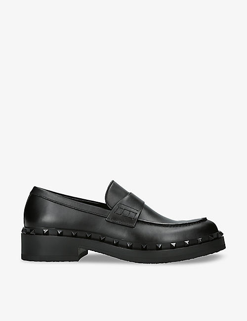 VALENTINO GARAVANI: Rockstud spike-embellished leather loafers
