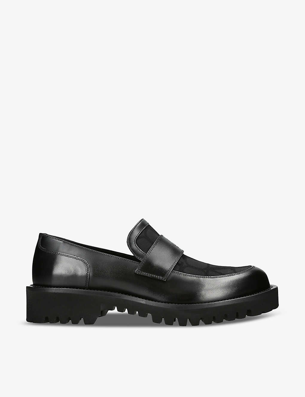 Shop Valentino Garavani Mens Black Logo-embellished Leather Loafers