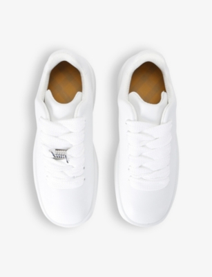 Shop Burberry New Trainer Barbed Wire-embellished Leather Low-top Trainers In White