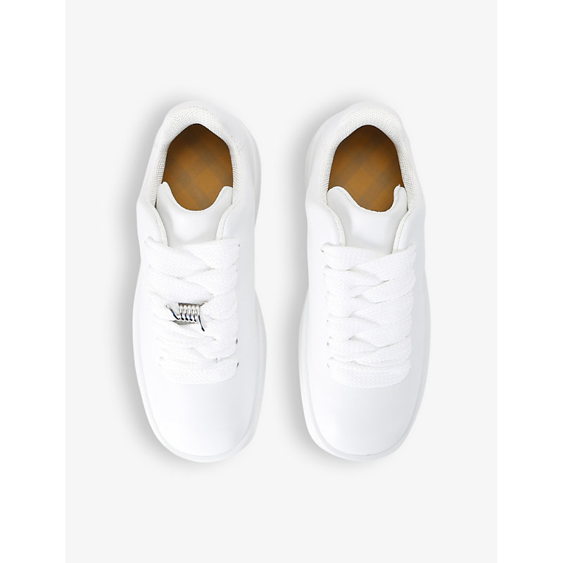 Shop Burberry New Trainer Barbed Wire-embellished Leather Low-top Trainers In White