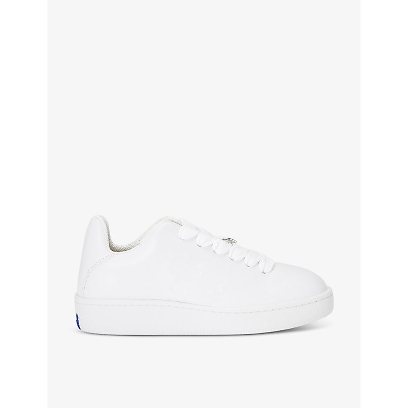 Shop Burberry Women's White New Trainer Barbed Wire-embellished Leather Low-top Trainers