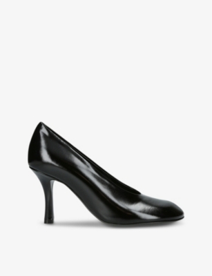 Shop Burberry Women's Black Baby Court Leather Heeled Courts