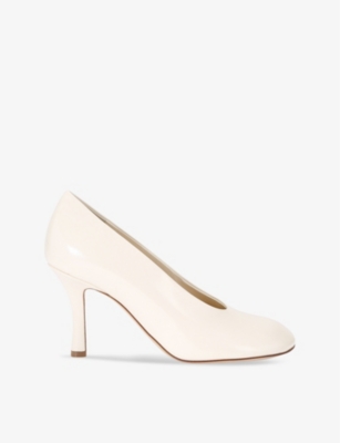 Shop Burberry Womens Bone Baby Court Leather Heeled Courts
