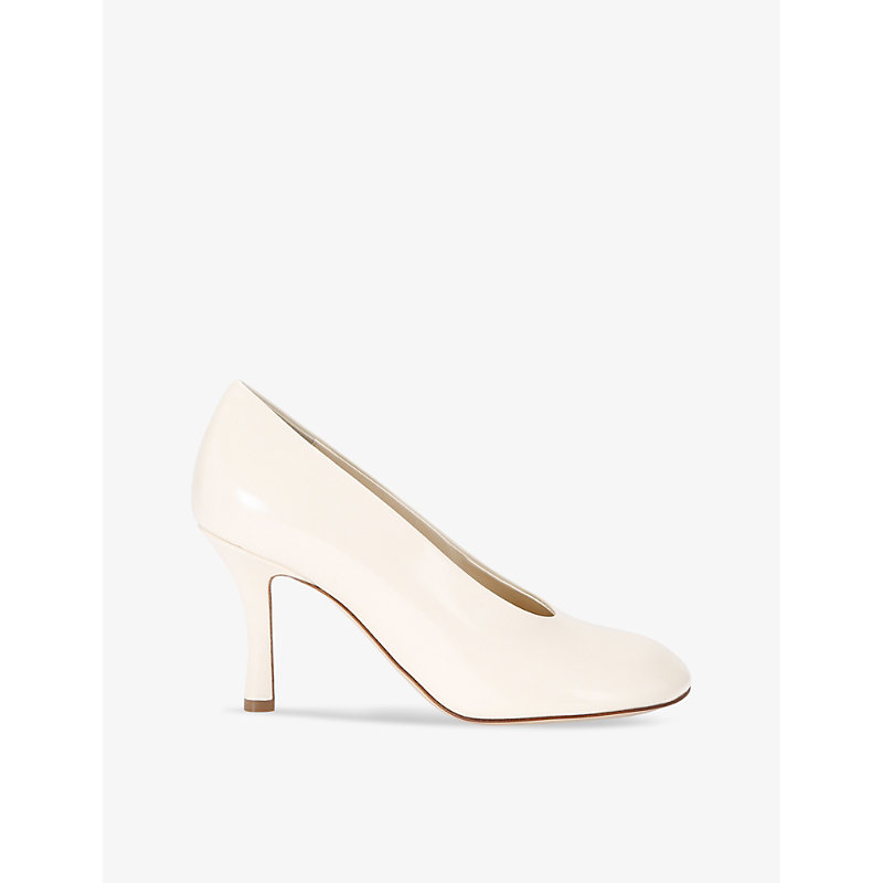 Shop Burberry Women's Bone Baby Court Leather Heeled Courts