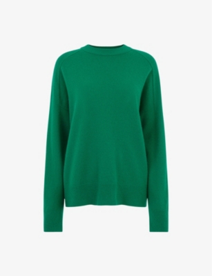 Whistles Womens Green Relaxed-fit Round-neck Wool Jumper In Green