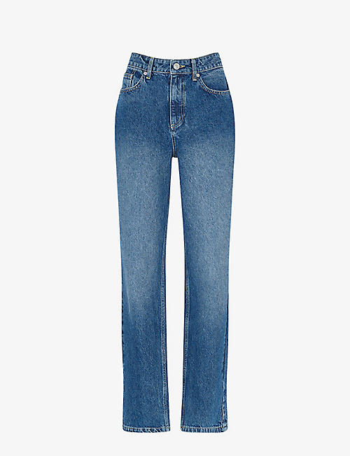 WHISTLES: Faded straight-leg high-rise jeans