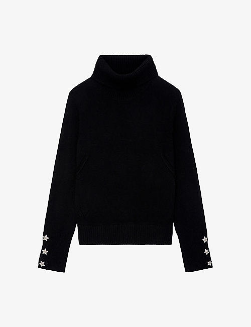 ZADIG&VOLTAIRE: Boxy star-jewelled recycled cashmere-blend jumper