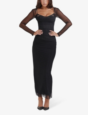 HOUSE OF CB: Katarina corseted stretch-woven maxi dress