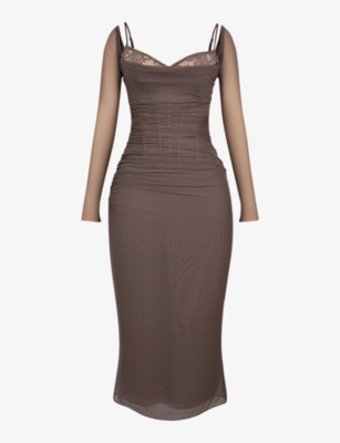 HOUSE OF CB: Katarina corseted stretch-woven maxi dress