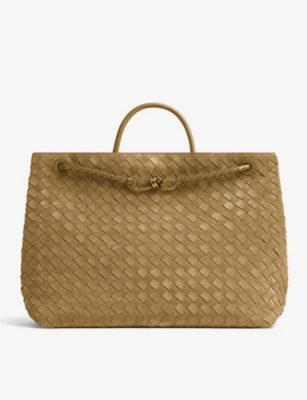 Bottega Veneta Large Andiamo Leather Top Handle Bag In Acorn-mbrass