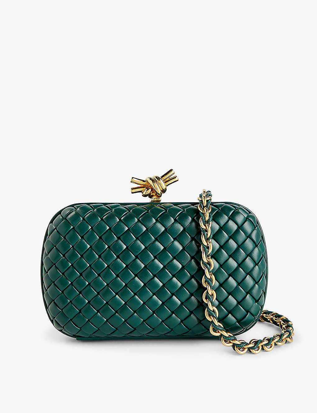 Bottega Veneta Knot Intrecciato-leather Cross-body Bag In Emerald Green-m Bras