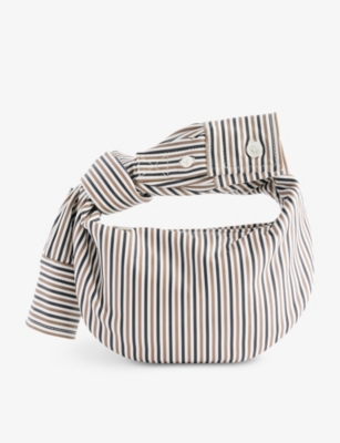 Bottega Veneta Womens Camel-black-m Brass Jodie Striped Leather Shoulder Bag