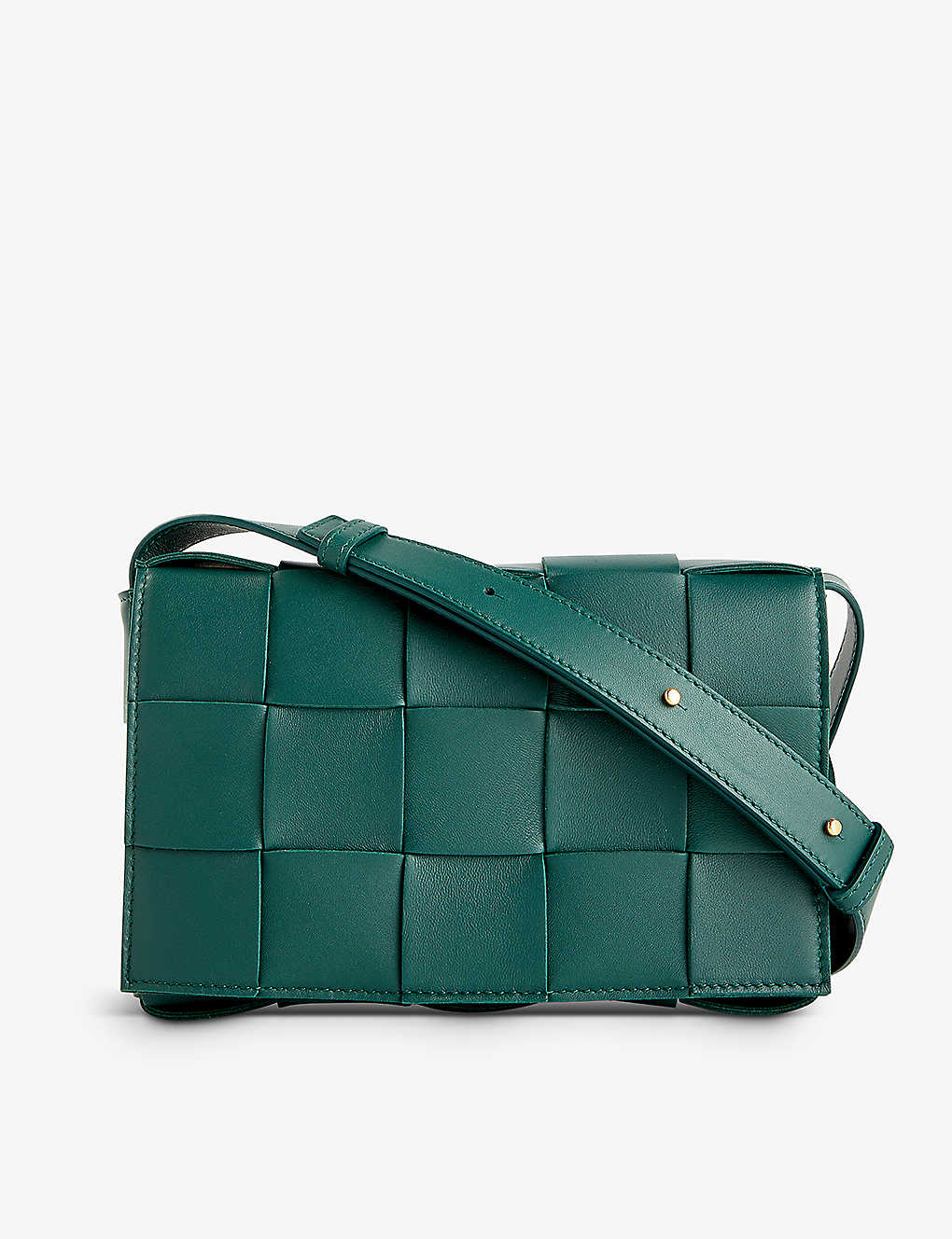 Bottega Veneta Womens Emerald Green-gold Cassette Leather Cross-body Bag