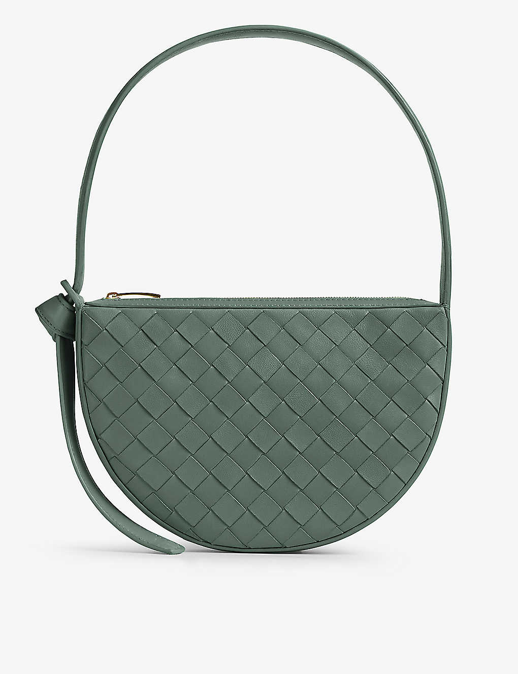 Bottega Veneta Womens Aloe-gold Moon Mini Intrecciato-weave Leather Shoulder Bag