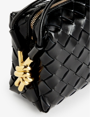 Bottega Veneta Womens Black-m Brass Loop Mini Leather Cross-body Bag In Black-m Brass