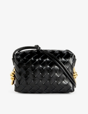 Bottega Veneta Womens Black-m Brass Loop Mini Leather Cross-body Bag