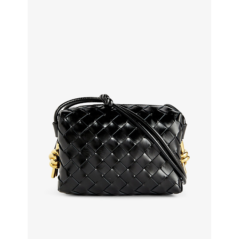 Bottega Veneta Womens Black-m Brass Loop Mini Leather Cross-body Bag