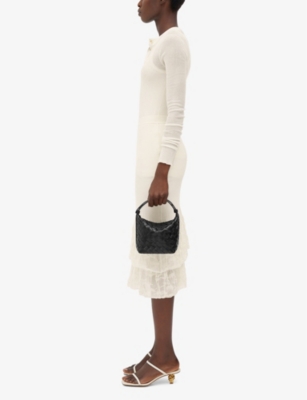 Bottega Veneta Black-gold Wallace Micro Leather Hobo Bag In Black-gold