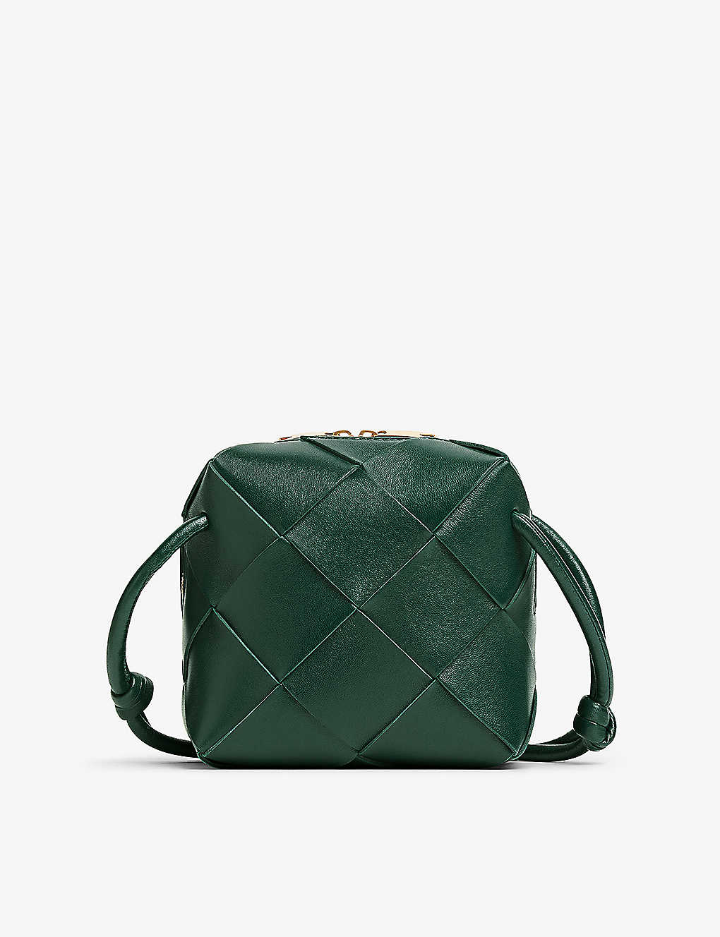 Bottega Veneta Womens Emerald Green-gold Camera Intrecciato Mini Leather Cross-body Bag