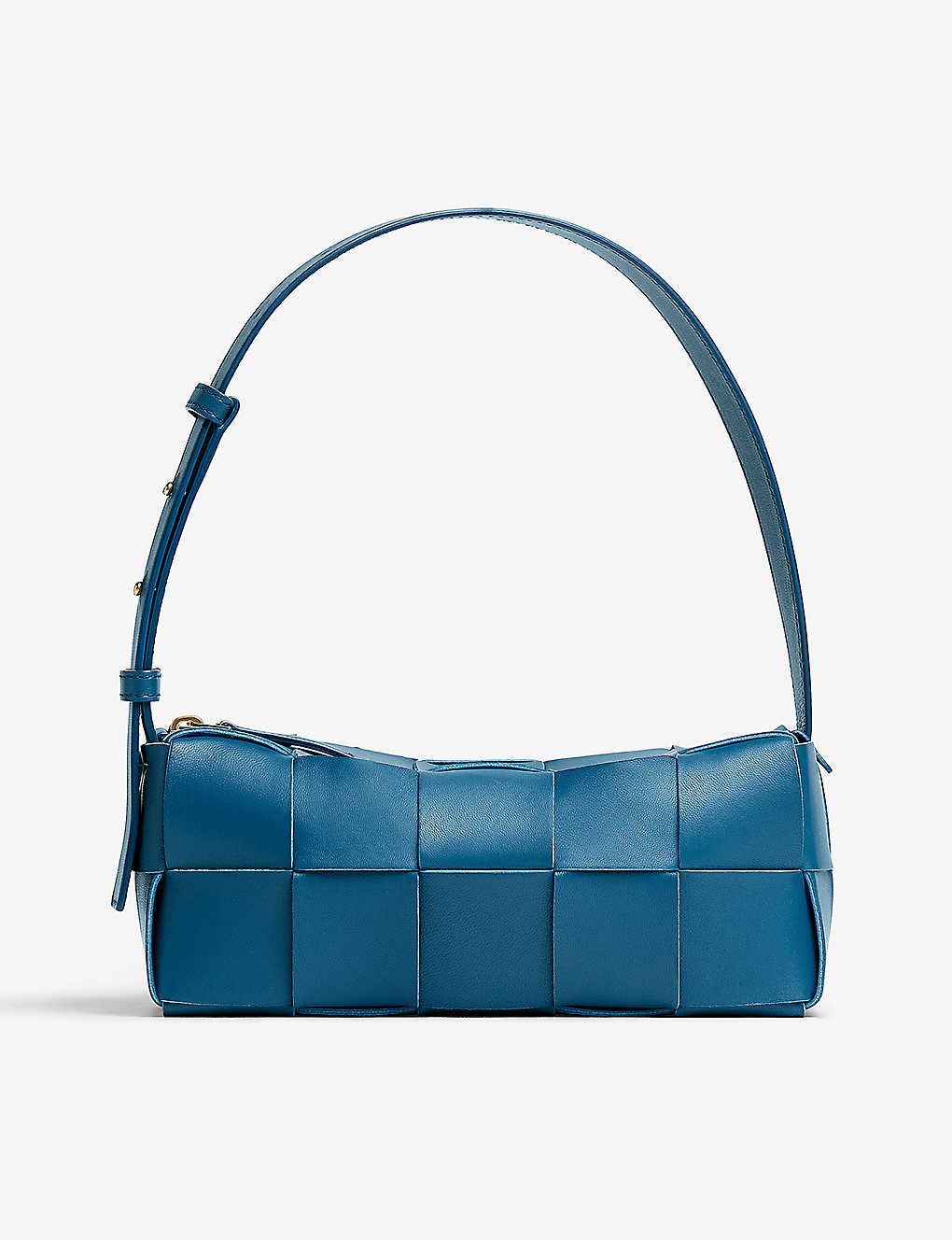 Bottega Veneta Womens Deep Pacific-gold Brick Cassette Small Intrecciato-weave Leather Shoulder Bag
